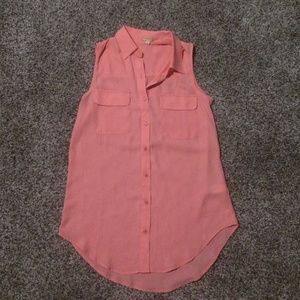 Womens Coral Collared dressy button up