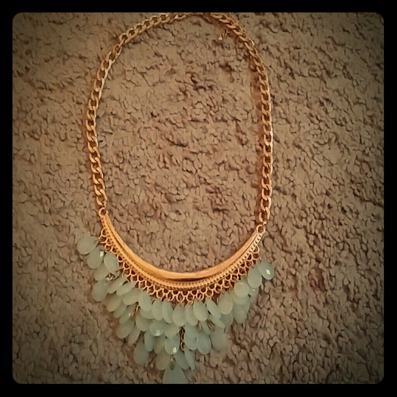 Mint green necklace with gold like chain