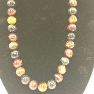 Multicolor tiger eye necklace with sterling parts