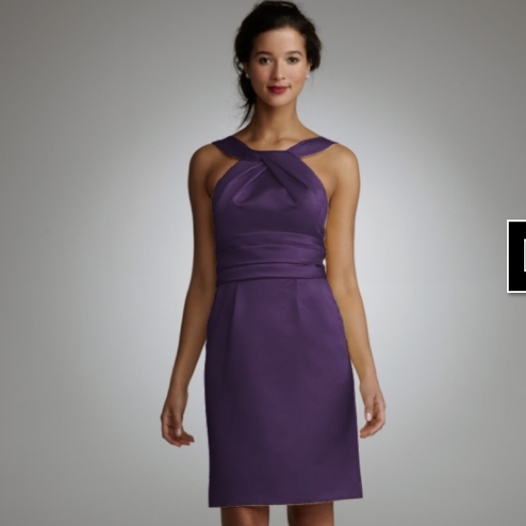David's Bridal Y Neck Slim Satin Dress