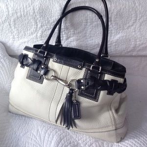 Authentic Coach white and black handbag