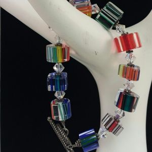 Swarovski crystals and glass, sterling bracelet