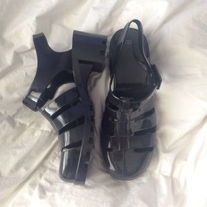 Black 90's Jelly Sandals