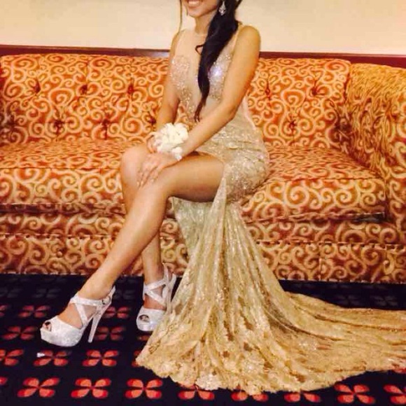 Jovani mermaid slit cut prom dress - Picture 3 of 3