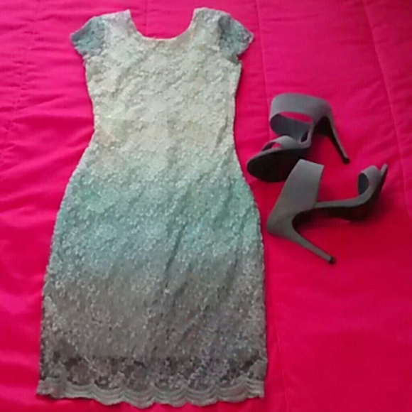 Blue lace ombre dress