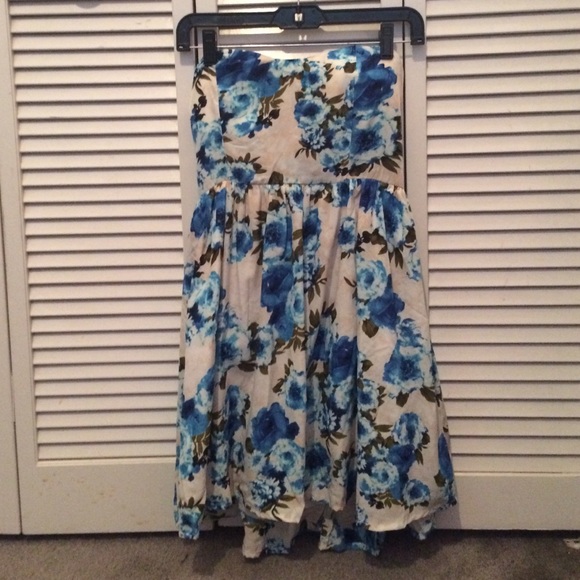 White dress with blue flowers