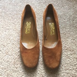 Salvatore Ferragamo Brown Suede 1.5 inch 6.5 Heel