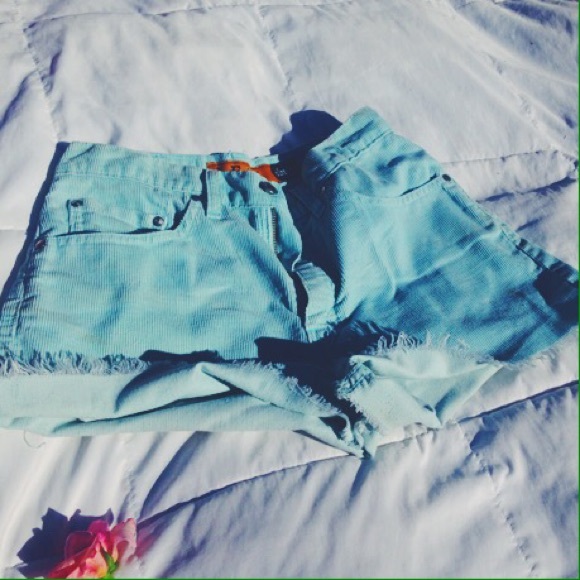 High Waisted Teal Levi Cord Cut Offs