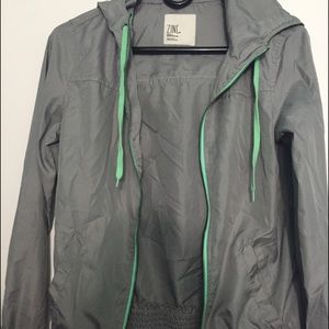 Gray and Teal Windbreaker