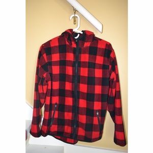 Land's End Red and Black Checkered Fleece