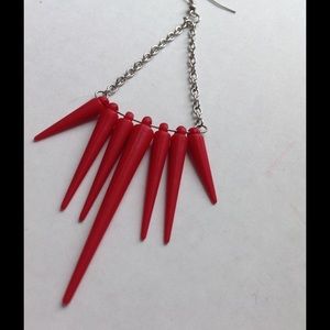Red chandelier dangle earrings