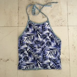 Blue Palm Tree/ Tribal Printed Reversible Halter
