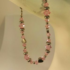 Pink bicone Swarovski crystal & sterling bracelet