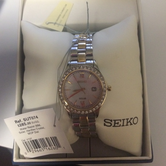 Seiko Two Tone with Crystal accents Solar Watch