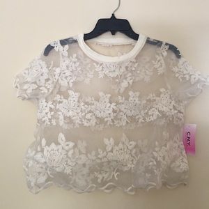 See-through Floral-Lace Top