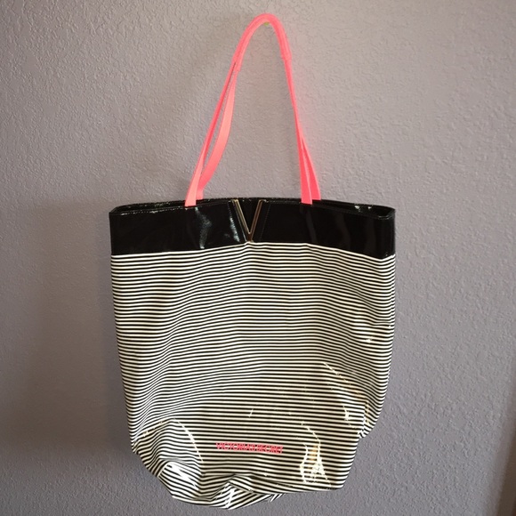 Large striped beach tote bag