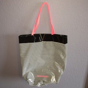 Large striped beach tote bag