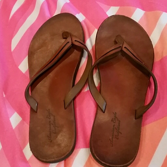 Leather flip flops