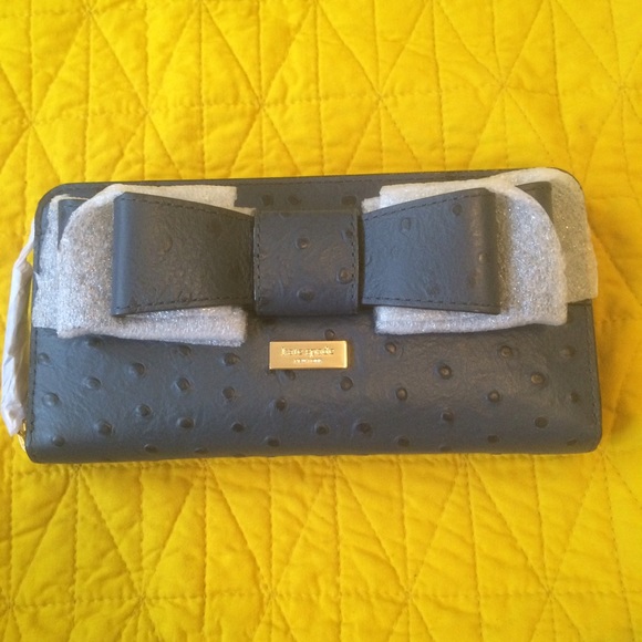 Kate spade ostrich leather wallet with bow