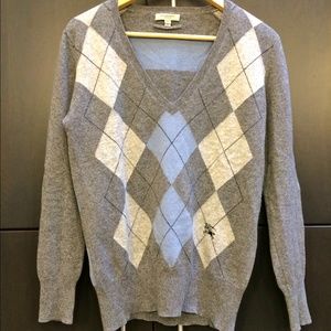 Burberry 100% Cashmere Argyle Sweater M