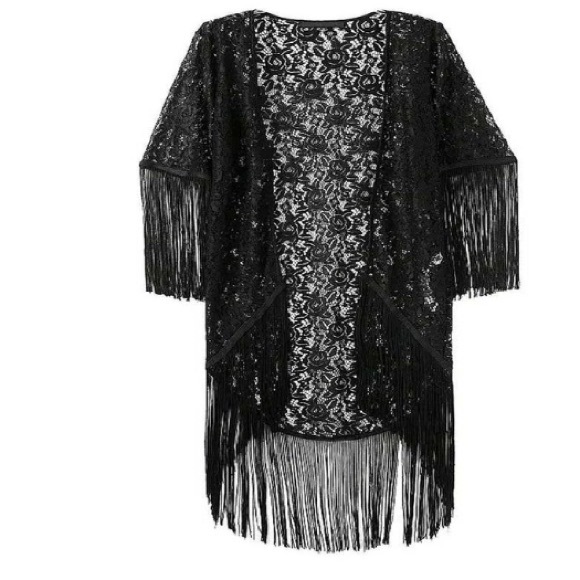 NWT Floral bohemian fringe long cardigan - Picture 1 of 4