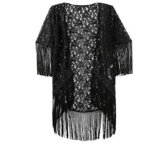 NWT Floral bohemian fringe long cardigan