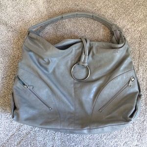 Grey volcom hobo-style purse