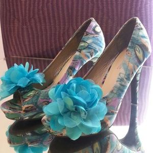 Dolce Teal Peep Toe Heel