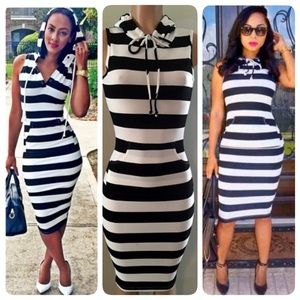 Striped Hooded Dress. True to size with stretch.