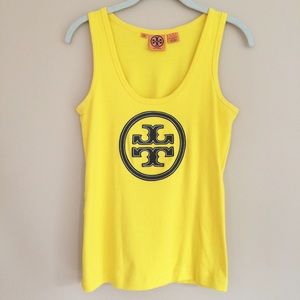 Summer Yellow Tory Burch Logo Tank Top szM