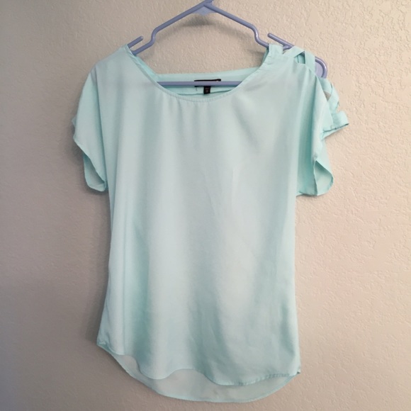 Express light blue tee with cross cross detail