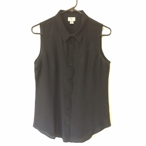 Worthington Sleeveless Silk Shirt in Black