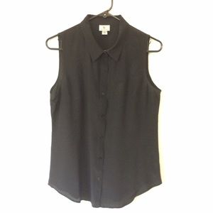 Worthington Sleeveless Silk Shirt in Black