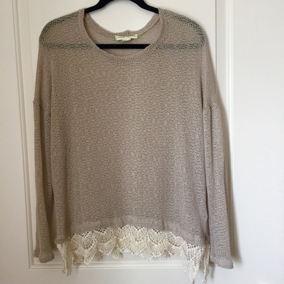 Tan Sweater with Lace