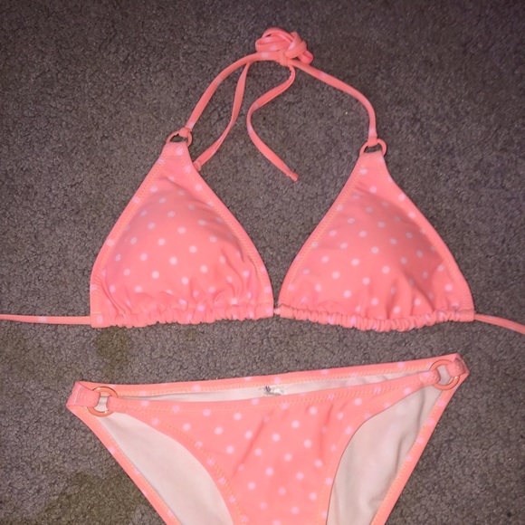 Adorable pink polka dot bikini