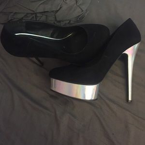 f21 platform heels holographic