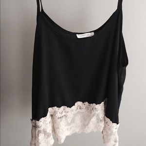 Haute Society Black Tank Top with Lace trim