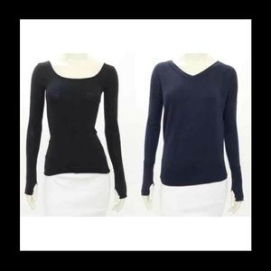 Lululemon Black Scoop Neck & Navy Blue V-Nec xs