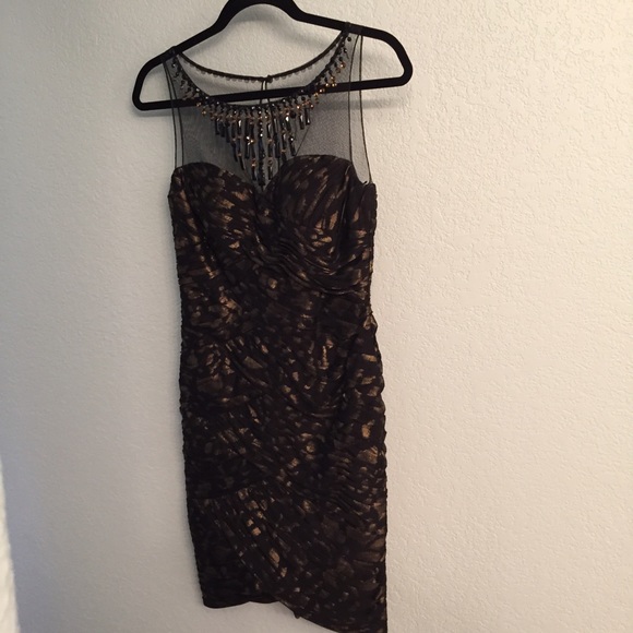 Adrianna Papell illusion neck dress