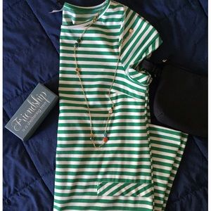Green and white XL Shift dress NWOT