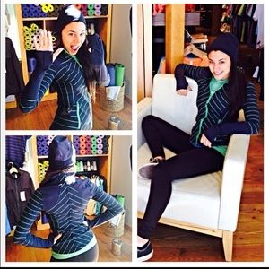 Lululemon Green Bean Stripe Inkwell Forme Jacket