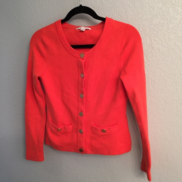 Banana Republic orange knit jacket.  PETITE
