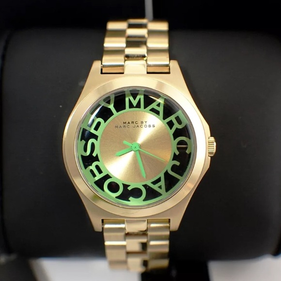 🎉HP!🎉Marc Jacobs Skeleton Green/Clear/Gold Watch - Picture 2 of 4