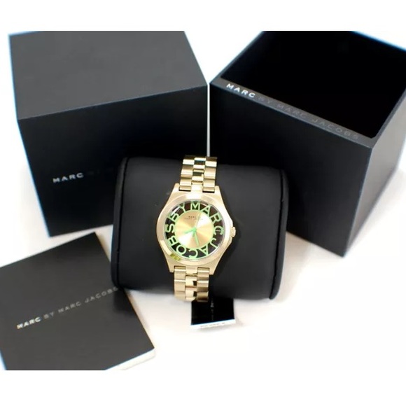 🎉HP!🎉Marc Jacobs Skeleton Green/Clear/Gold Watch - Picture 3 of 4