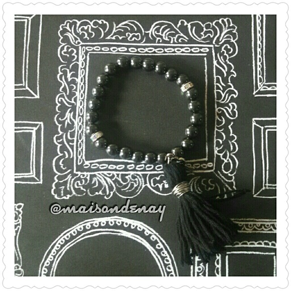 Hematite tassel charm bracelet