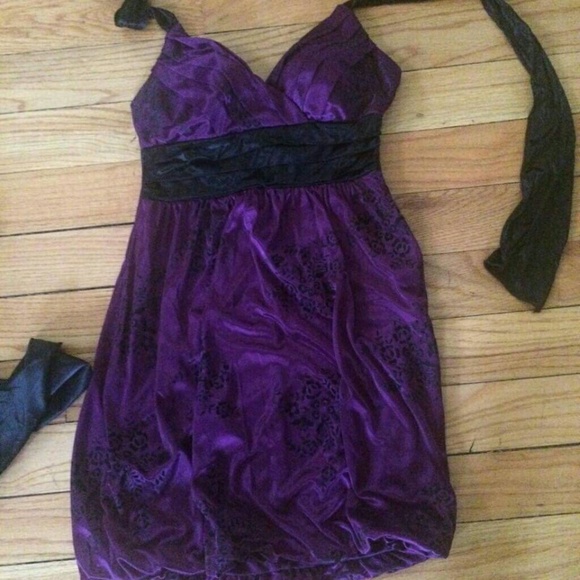 Purple dress with black floral print