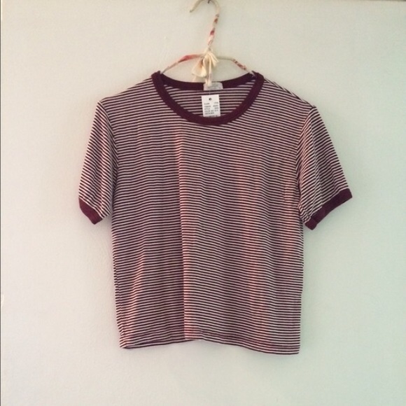 BRANDY MELVILLE maroon striped t shirt