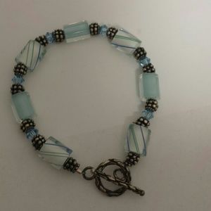 Sterling, Swarovski crystal & glass bracelet