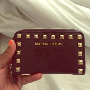 Navy mk studded wallet