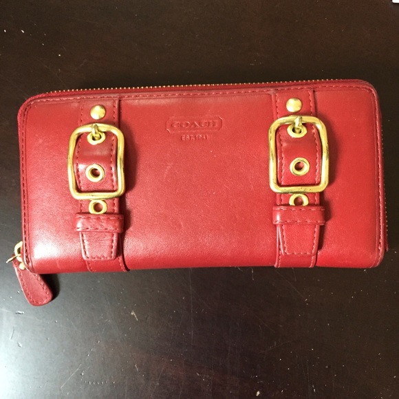 Red leather Coach wallet